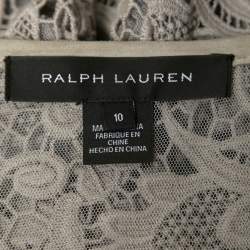 Pre Owned Ralph Lauren Grey Lace Front Open Long Shrug L