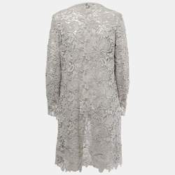 Pre Owned Ralph Lauren Grey Lace Front Open Long Shrug L