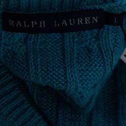 Pre Owned Ralph Lauren Blue Cable Knit V-Neck Sweater L