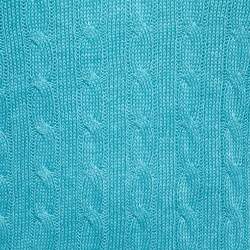 Pre Owned Ralph Lauren Blue Cable Knit V-Neck Sweater L