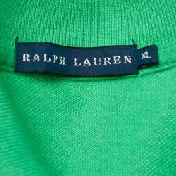 Pre Owned Ralph Lauren Green Cotton Crystal Logo Embellished Polo T-Shirt XL