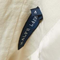 Pre Owned Ralph Lauren Cream Linen Button Front Blazer S