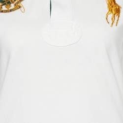 Pre Owned Ralph Lauren White Embroidered Cotton Knit Long Sleeve Polo T-Shirt L