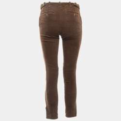 Pre Owned Ralph Lauren Brown Corduroy Suede Trimmed Trousers S