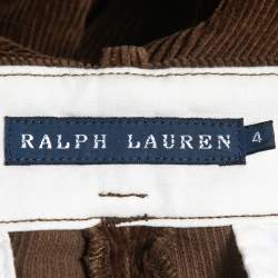 Pre Owned Ralph Lauren Brown Corduroy Suede Trimmed Trousers S