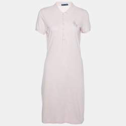 Pre Owned Ralph Lauren Pink Cotton Pique Polo Mini Dress M