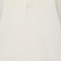 Pre Owned Ralph Lauren Cream Cotton Pique Beaded Logo Detail Polo T-Shirt M
