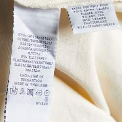 Pre Owned Ralph Lauren Cream Cotton Pique Beaded Logo Detail Polo T-Shirt M