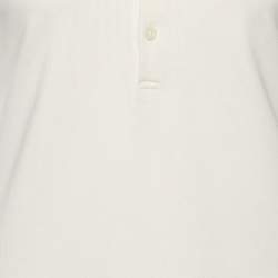 Pre Owned Ralph Lauren Cream Cotton Pique Beaded Logo Detail Polo T-Shirt M