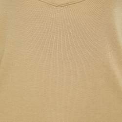 Ralph Lauren Light Brown Cotton Knit Wide V-Neck T-Shirt L