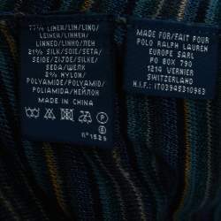 Pre Owned Ralph Lauren Blue Striped Linen Blend Knit Long Sleeve Wrap Top XS