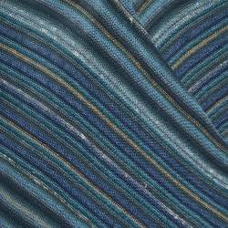 Pre Owned Ralph Lauren Blue Striped Linen Blend Knit Long Sleeve Wrap Top XS