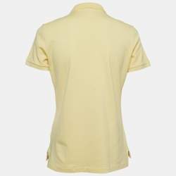 مملوكة مسبقًا Ralph Lauren Yellow Cotton Beaded Logo Polo T-Shirt L