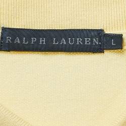 مملوكة مسبقًا Ralph Lauren Yellow Cotton Beaded Logo Polo T-Shirt L