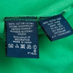 مملوكة مسبقًا Ralph Lauren Green Cotton Glitter Logo Polo T-Shirt L