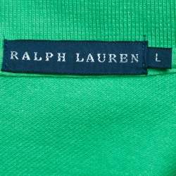 مملوكة مسبقًا Ralph Lauren Green Cotton Glitter Logo Polo T-Shirt L
