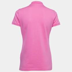 مملوكة مسبقًا Ralph Lauren Pink Cotton Beaded Logo Polo T-Shirt M 