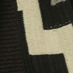 Pre Owned Ralph Lauren Black/Grey Patterned Knit Open Cardigan L