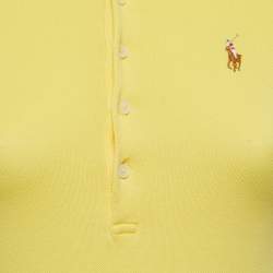 Pre Owned Ralph Lauren Yellow Logo Embroidered Cotton Short Sleeve Polo T-Shirt XS