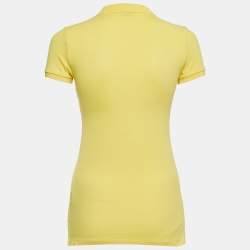 Pre Owned Ralph Lauren Yellow Logo Embroidered Cotton Short Sleeve Polo T-Shirt XS