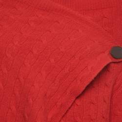 Pre Owned Ralph Luaren Red Patterned Wool Blend Cowl Neck Sweater M