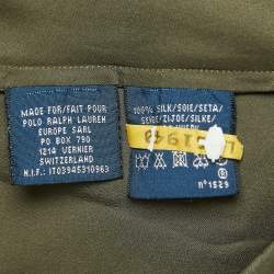 Pre Owned Ralph Lauren Olive Green Silk Long Sleeve Blouse L