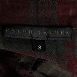 Pre Owned Ralph Lauren Burgundy Plaided Silk Button Front Shirt M