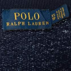 Pre Owned Polo Ralph Lauren Navy Blue Letter Applique Cotton Knit Sweater Dress XS