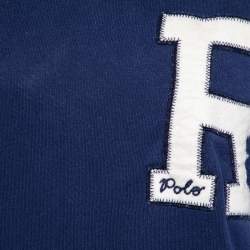 Pre Owned Polo Ralph Lauren Navy Blue Letter Applique Cotton Knit Sweater Dress XS