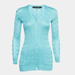 Pre Owned Ralph Lauren Sky Blue Cable Knit Cardigan XS