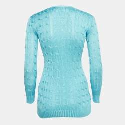 Pre Owned Ralph Lauren Sky Blue Cable Knit Cardigan XS