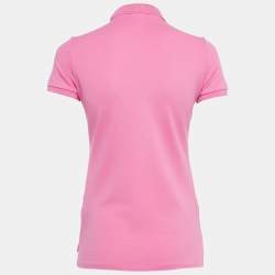 Pre Owned Ralph Lauren Pink Cotton Logo Patch Polo T-Shirt M