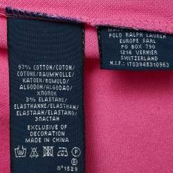 Pre Owned Ralph Lauren Pink Cotton Logo Patch Polo T-Shirt M