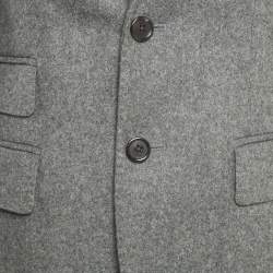 Pre Owned Lauren by Ralph Lauren Grey Virgin Wool & Rabbit Hair Single Breasted Blazer M