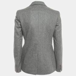 Pre Owned Lauren by Ralph Lauren Grey Virgin Wool & Rabbit Hair Single Breasted Blazer M
