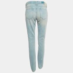 Pre Owned Ralph Lauren Blue Washed & Distressed Stacked Skinny Jeans M Waist 29"