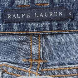 Pre Owned Ralph Lauren Blue Whiskered Denim Skinny Fit Jeans S Waist 28''