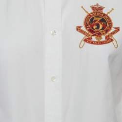 Pre Owned Ralph Lauren White Embroidered Cotton Tailored Shirt M