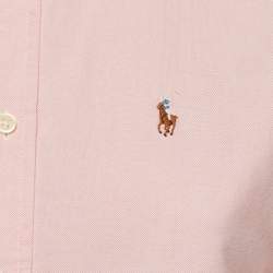 Pre Owned Ralph Lauren Pink Logo Embroidered Cotton Button Down Shirt S