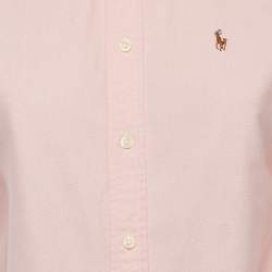 Pre Owned Ralph Lauren Pink Logo Embroidered Cotton Button Down Shirt S