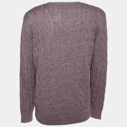 Pre Owned Ralph Lauren Purple Linen & Alpaca Knit V-Neck Sweater M