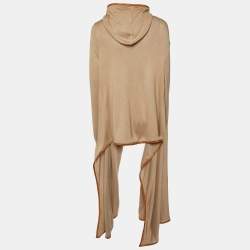 Pre Owned Ralph Lauren Camel Brown Knit Hooded Open Front Cardigan XL