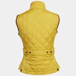 Pre Owned Ralph Lauren Sport Yellow Embroidered Suede Trim Synthetic Quilted Vest S