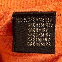 Pre Owned Ralph Lauren Orange Cashmere Cable Knit Short Sleeve Slim Fit Top S