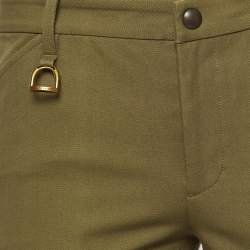 Pre Owned Ralph Lauren Green Suede Trim Cotton Breeches Pants M