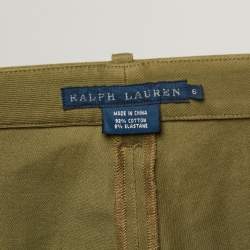 Pre Owned Ralph Lauren Green Suede Trim Cotton Breeches Pants M