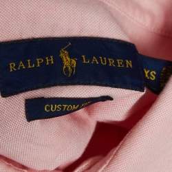 Pre Owned Ralph Lauren Pink Logo Embroidered Cotton Button Down Shirt XS