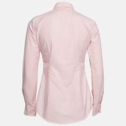 Pre Owned Ralph Lauren Pink Logo Embroidered Cotton Button Down Shirt XS