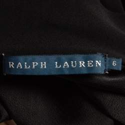 Pre Owned Ralph Lauren Black Sateen Mock Neck Sleeveless Top M