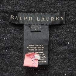 Pre Owned Ralph Lauren Grey Cashmere Knit Shawl Collar Cardigan L